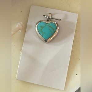 Sterling 925 Silver Heart Pendant with Turquoise Stone